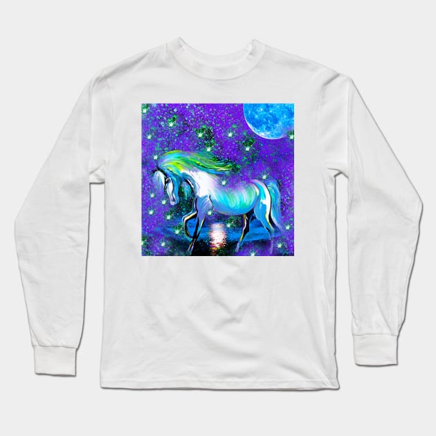 HORSE:  DANCING IN STARDUST AND MOONLIGHT Long Sleeve T-Shirt by Overthetopsm